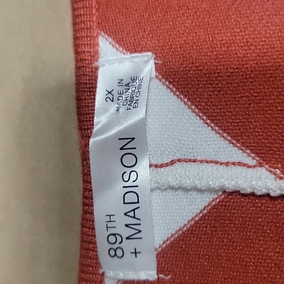 89th & Madison Size 2X Burnt Orange & White V-Stripe Dolman Sleeve Sweater, NEW - Picture 7 of 13